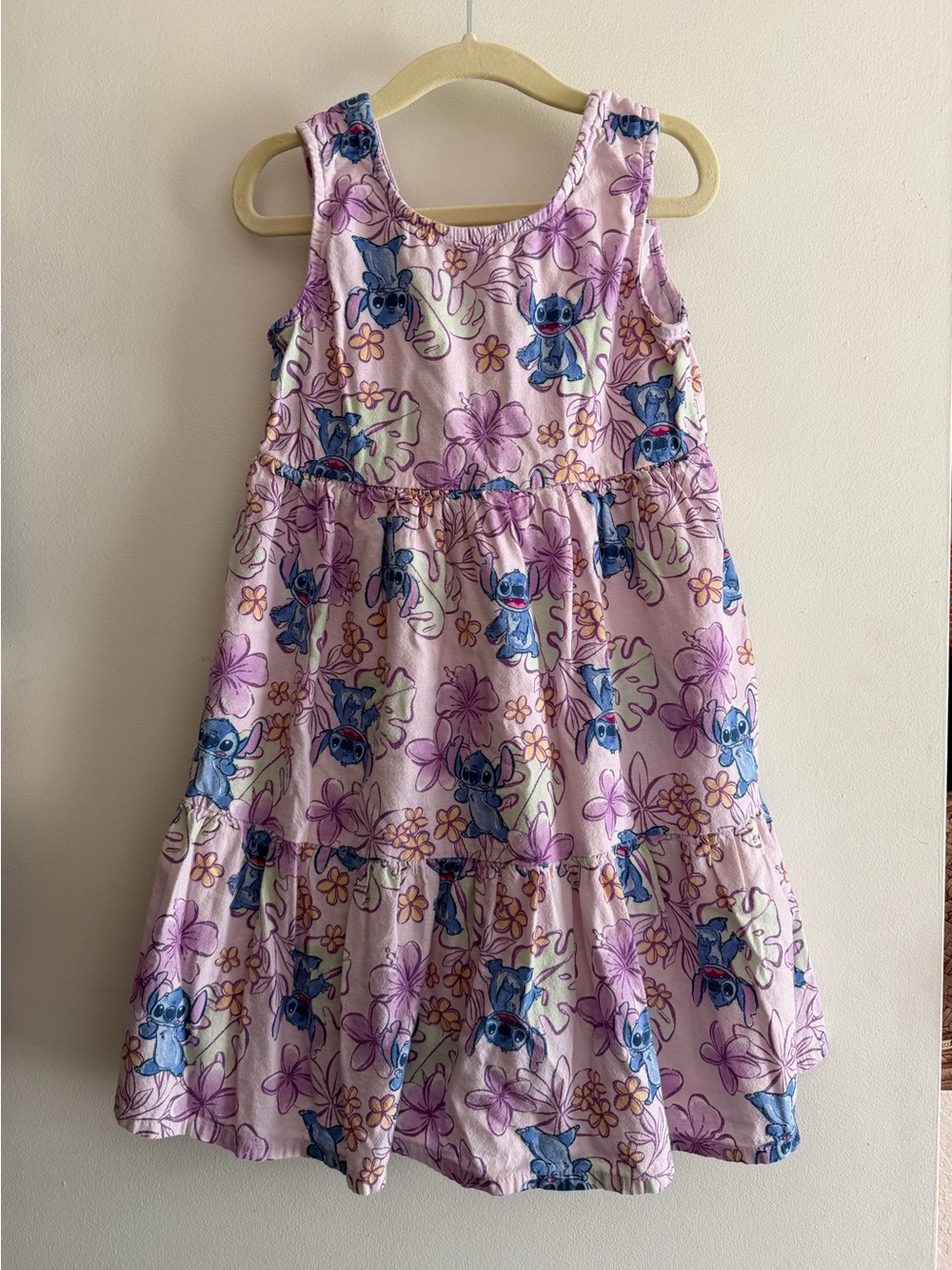 Disney Lavender Dress with Blue Stitch & Purple Floral Print